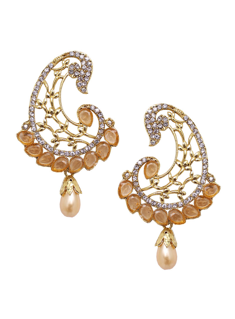 Golden Alloy Austrian Diamonds Earrings 89243