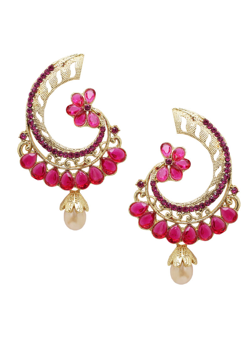 Pink Alloy Austrian Diamonds Earrings 89245