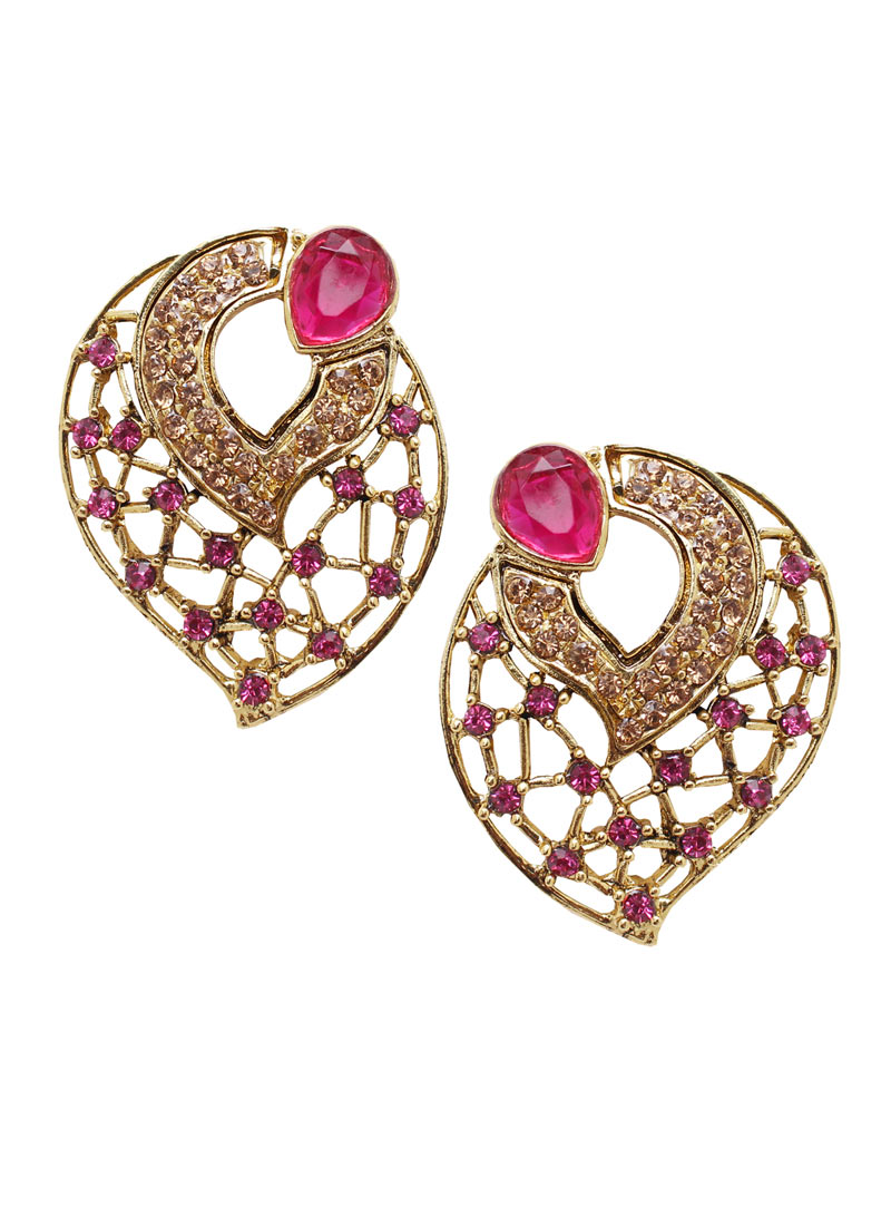 Pink Alloy Austrian Diamonds Earrings 89247