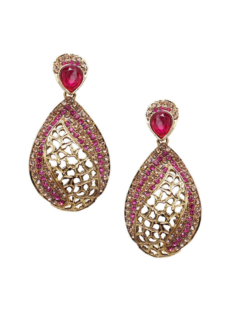 Pink Alloy Austrian Diamonds Earrings 89251