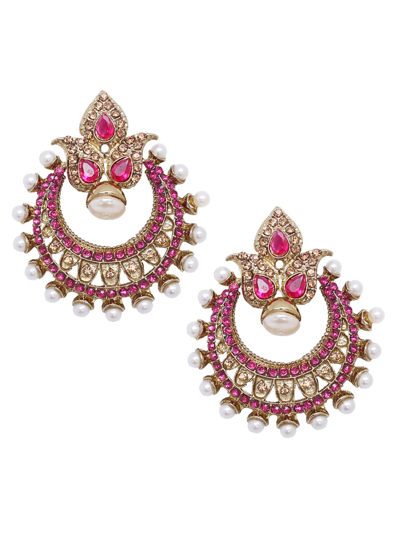 Pink Alloy Austrian Diamonds Earrings 89252