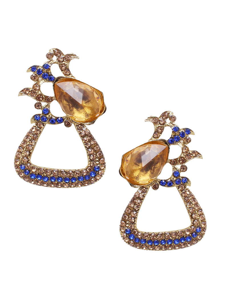 Blue Alloy Austrian Diamonds Earrings 89254