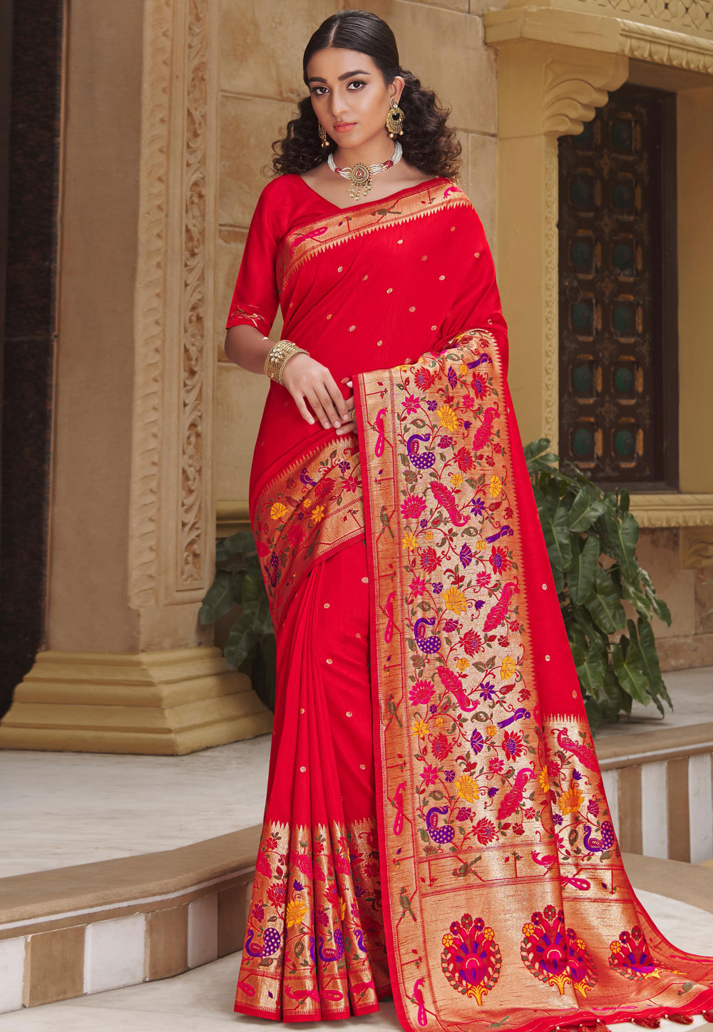 Red Art Silk Saree With Blouse 249562
