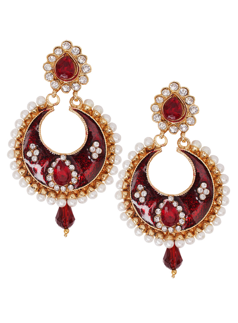 Red Alloy Austrian Diamond Earrings 128409