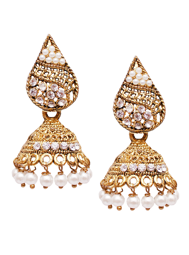 Golden Alloy Austrian Diamond Earrings 128433