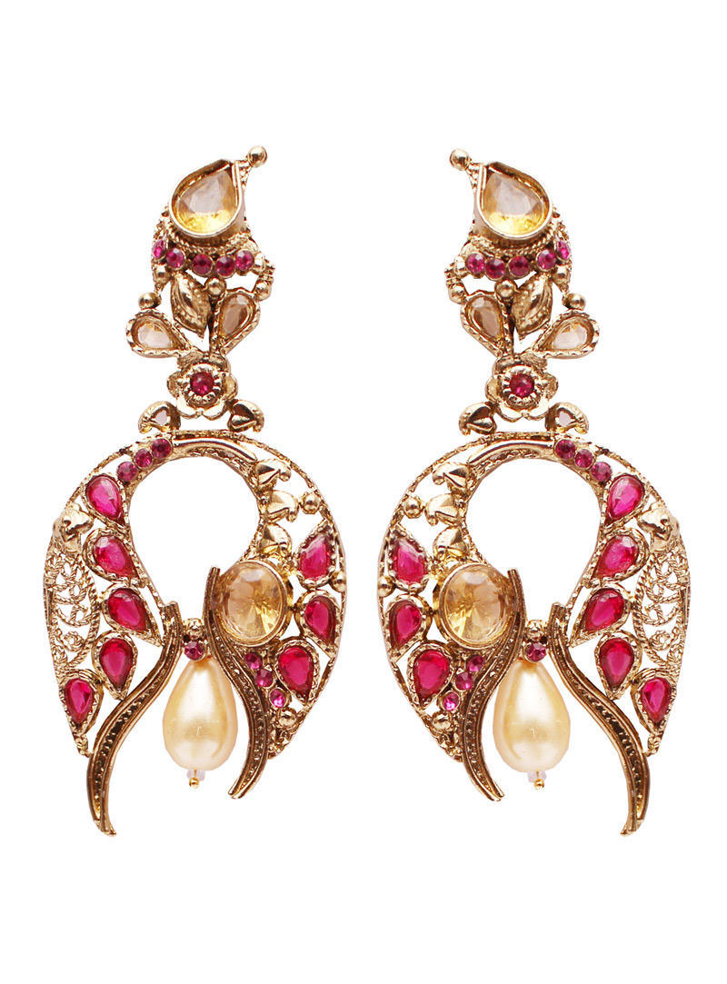 Pink Alloy Austrian Diamond Earrings 128436
