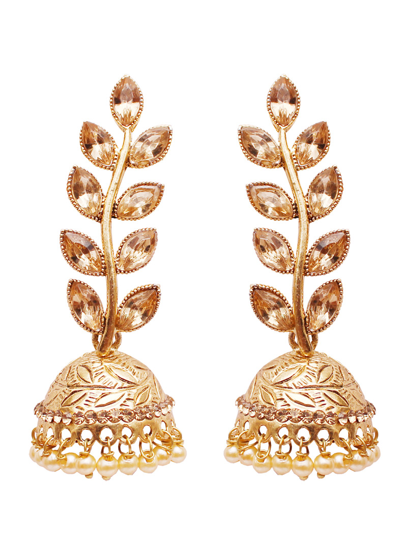 Golden Alloy Austrian Diamond Earrings 128447