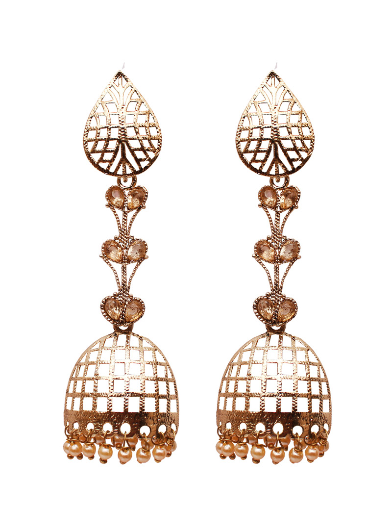 Golden Alloy Austrian Diamond Earrings 128449