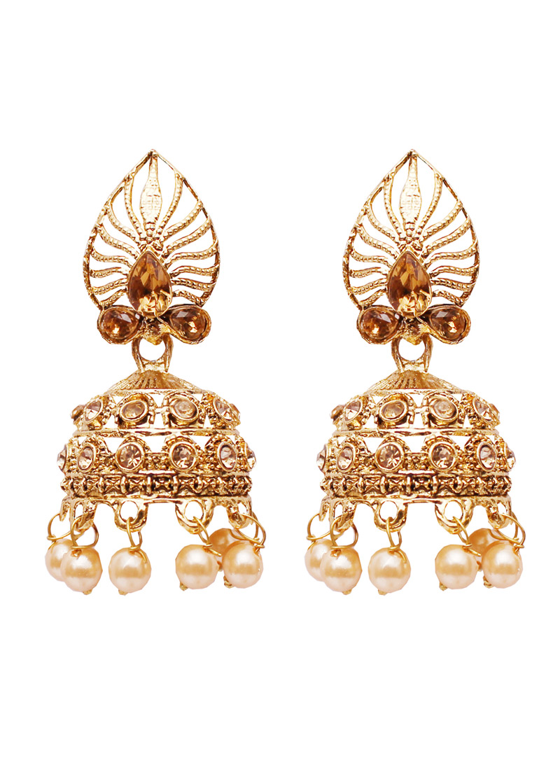 Golden Alloy Austrian Diamond Earrings 128451