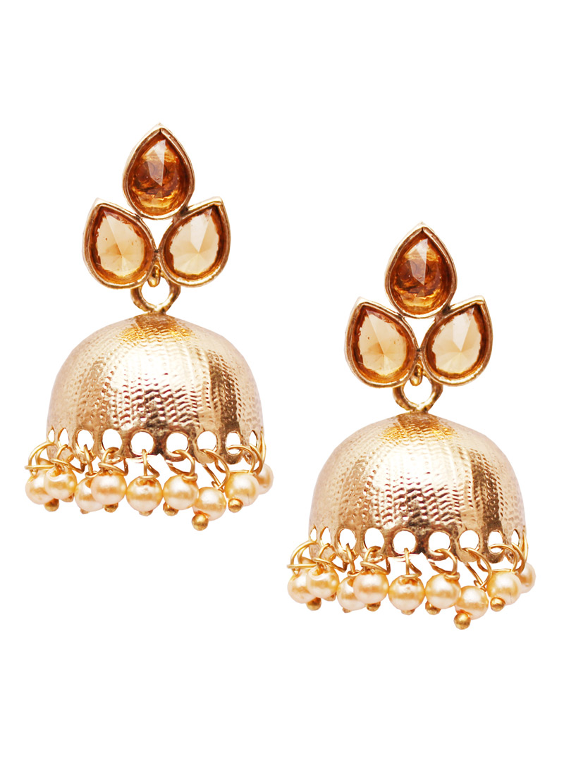 Golden Alloy Austrian Diamond Earrings 128452