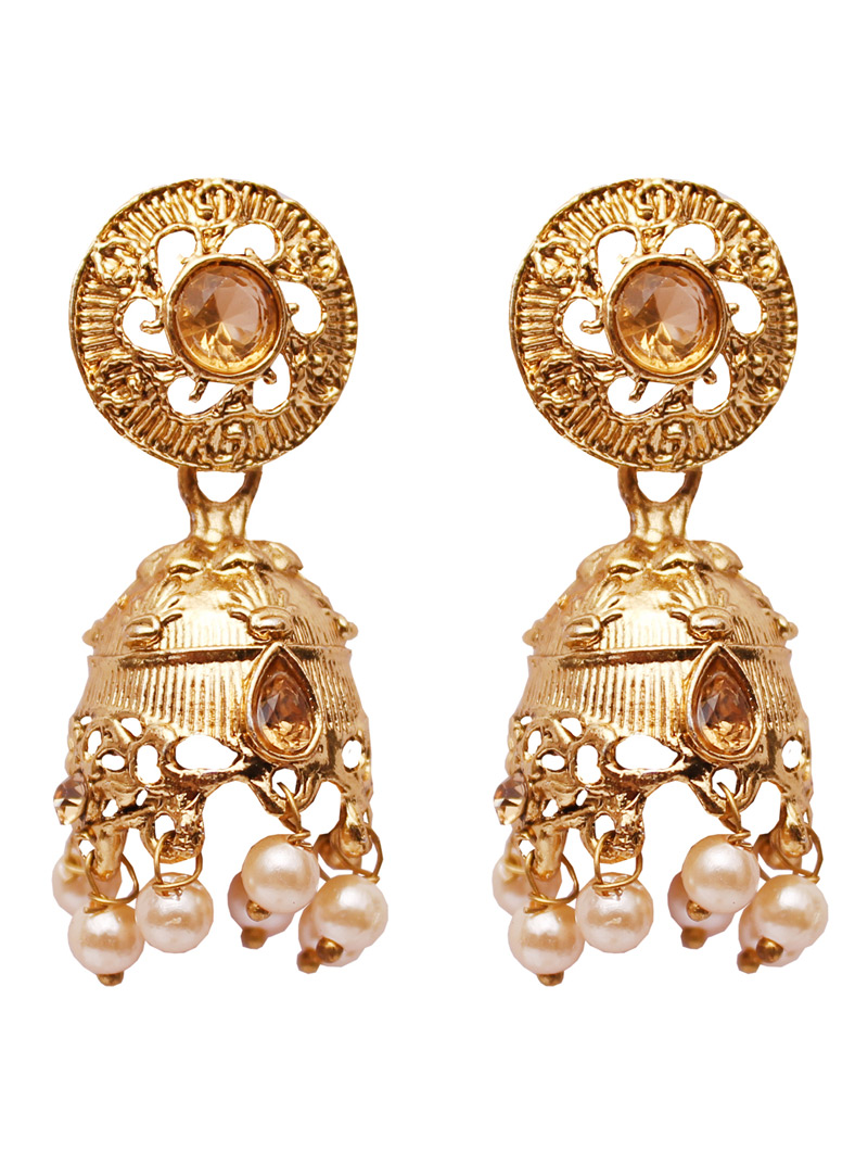 Golden Alloy Austrian Diamond Earrings 128453