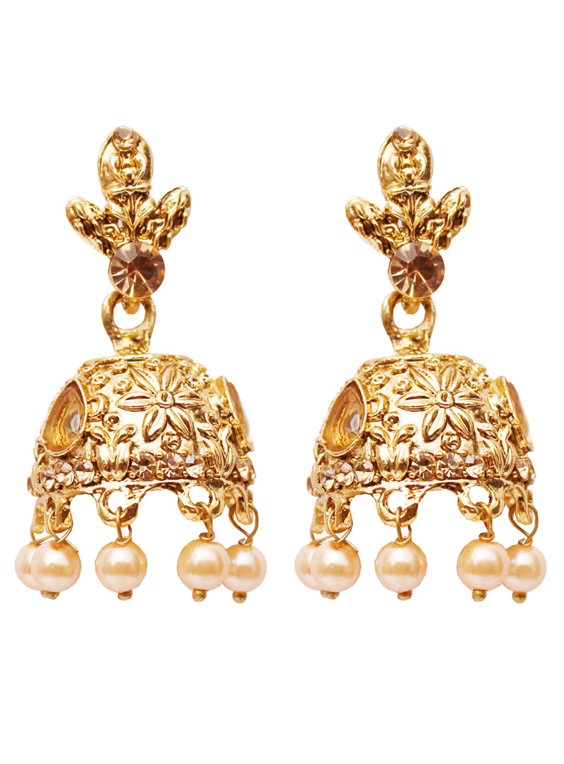 Golden Alloy Austrian Diamond Earrings 128454