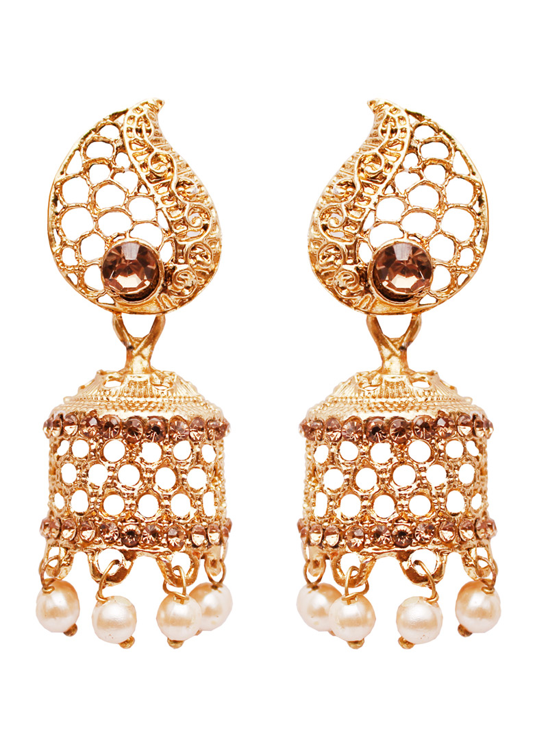 Golden Alloy Austrian Diamond Earrings 128455