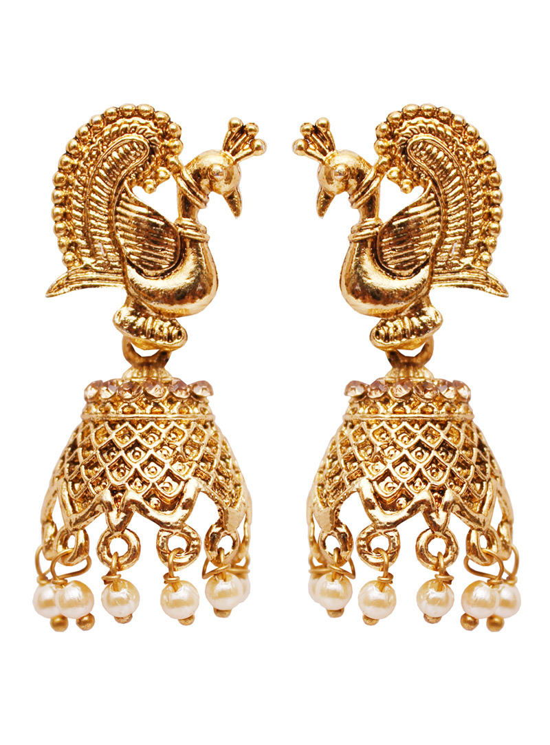 Golden Alloy Austrian Diamond Earrings 128456
