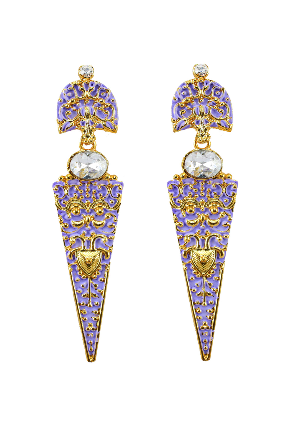 Purple Alloy Austrian Diamond Earrings 177865