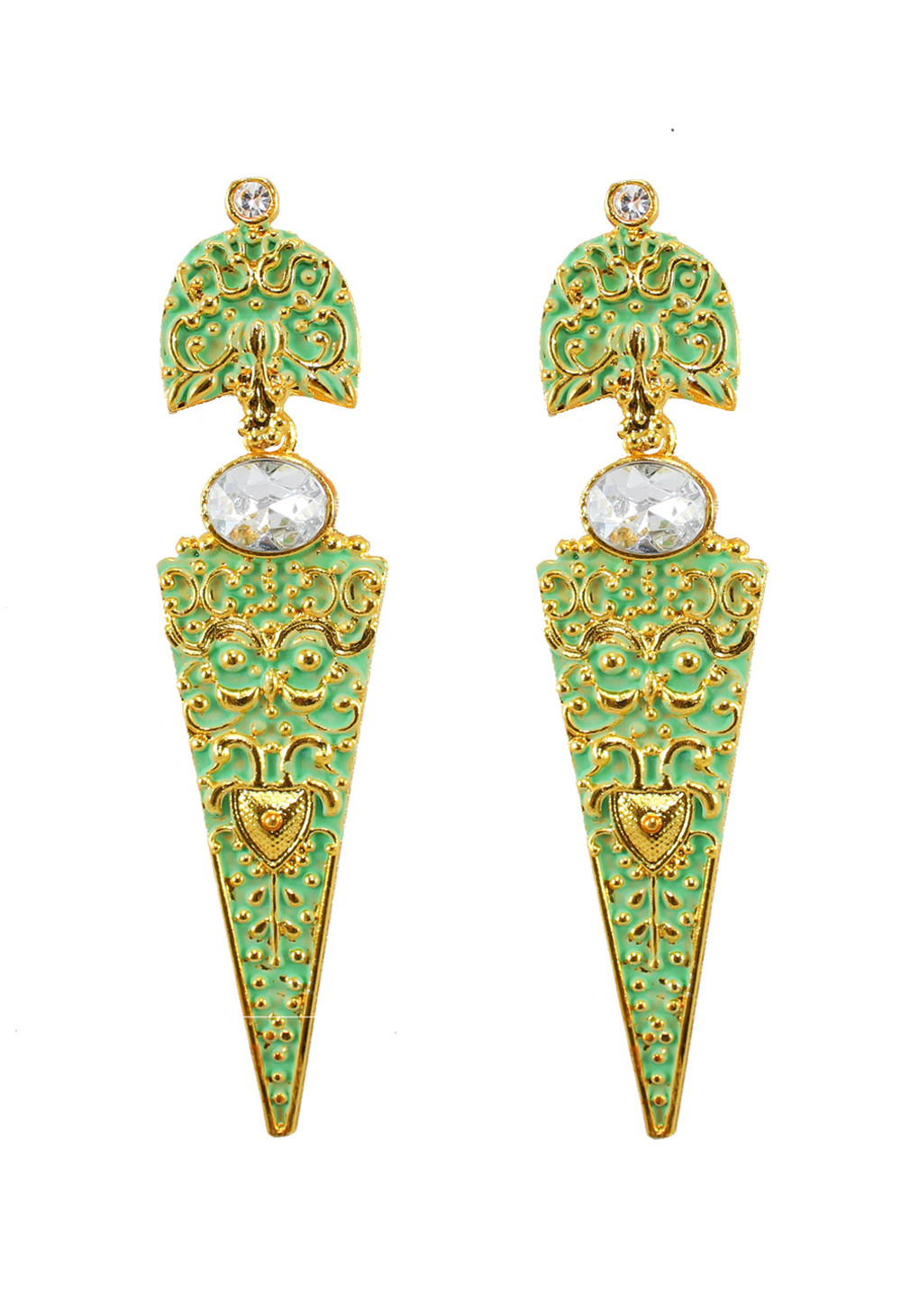 Green Alloy Austrian Diamond Earrings 177870