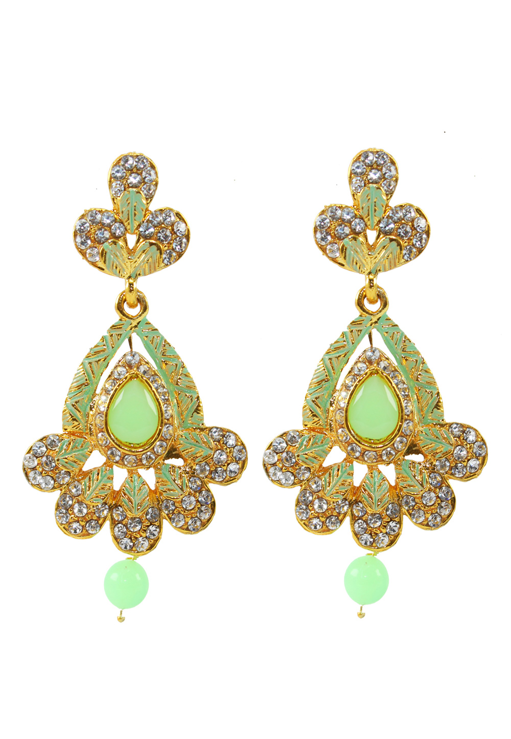 Green Alloy Austrian Diamond Earrings 177874