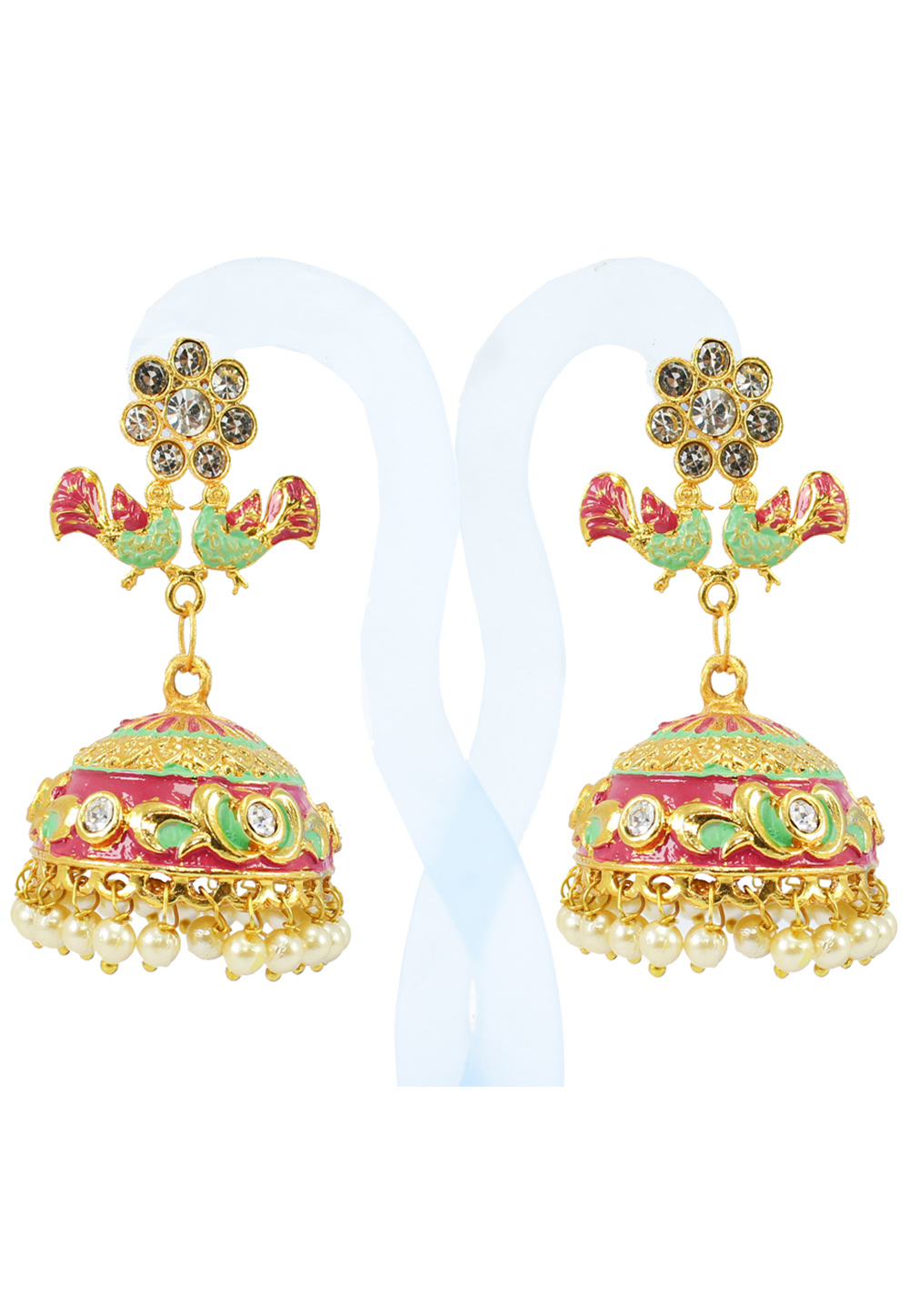 Maroon Alloy Austrian Diamond Earrings 177875