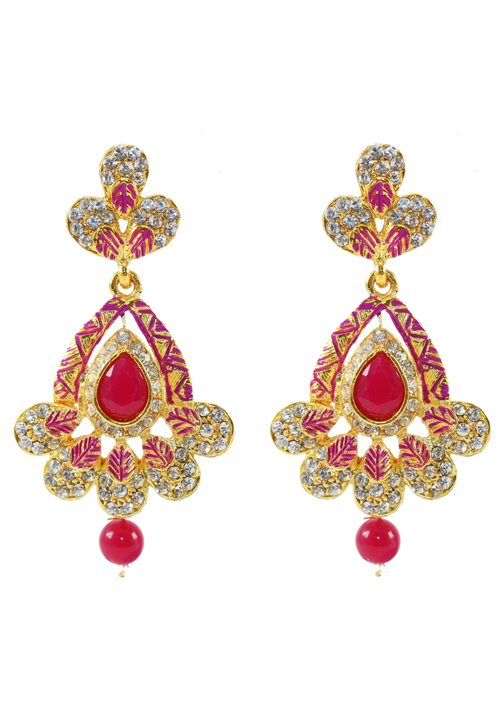 Pink Alloy Austrian Diamond Earrings 177822