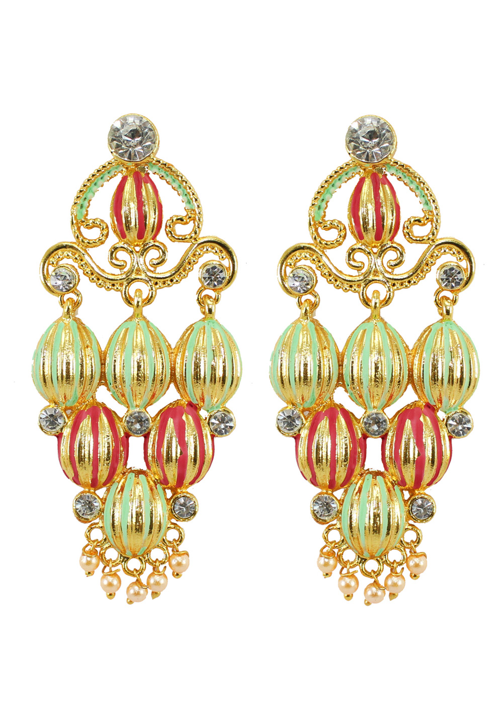 Green Alloy Austrian Diamond Earrings 177883