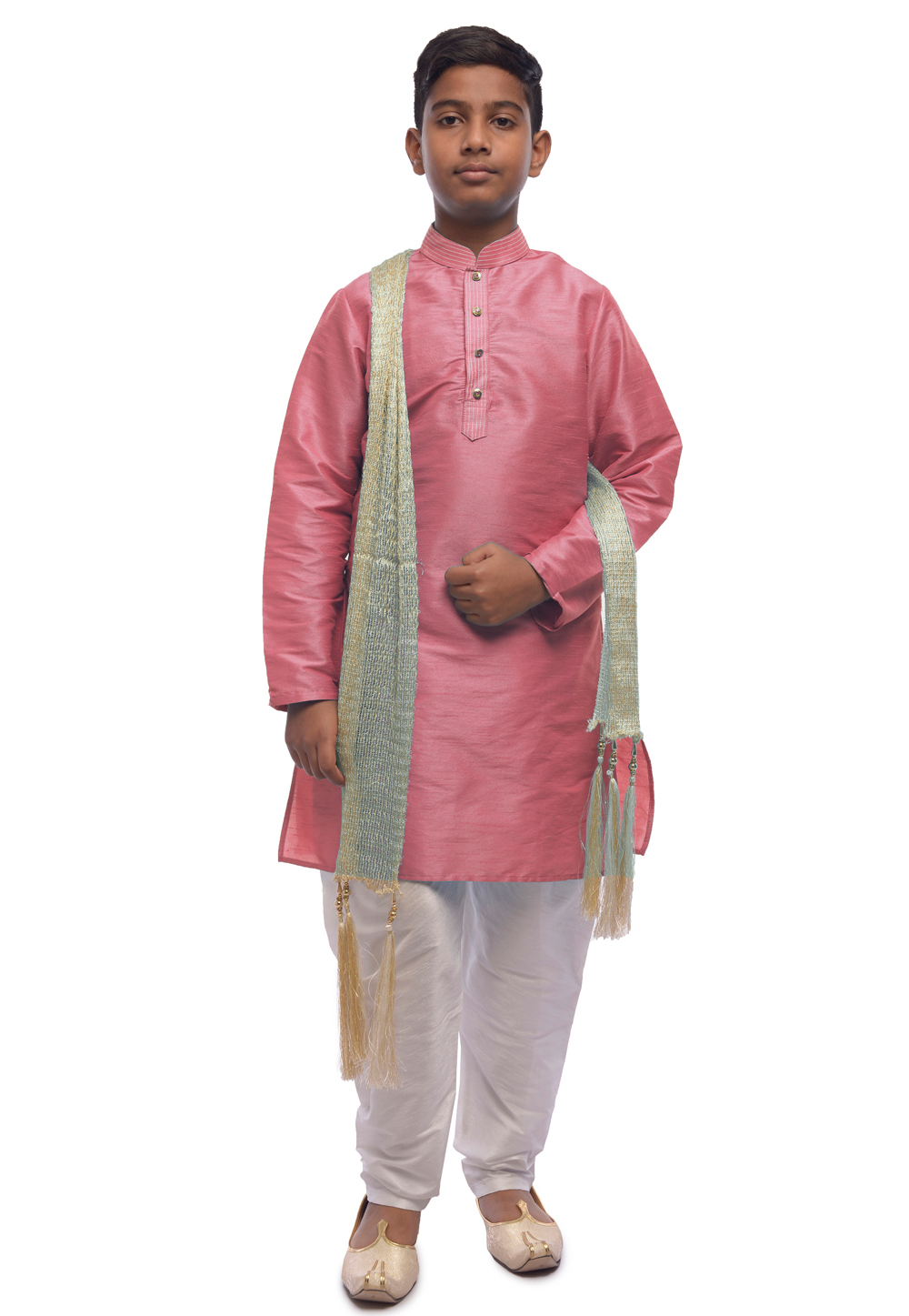 Pink Dupion Silk Readymade Kurta Pajama 215975