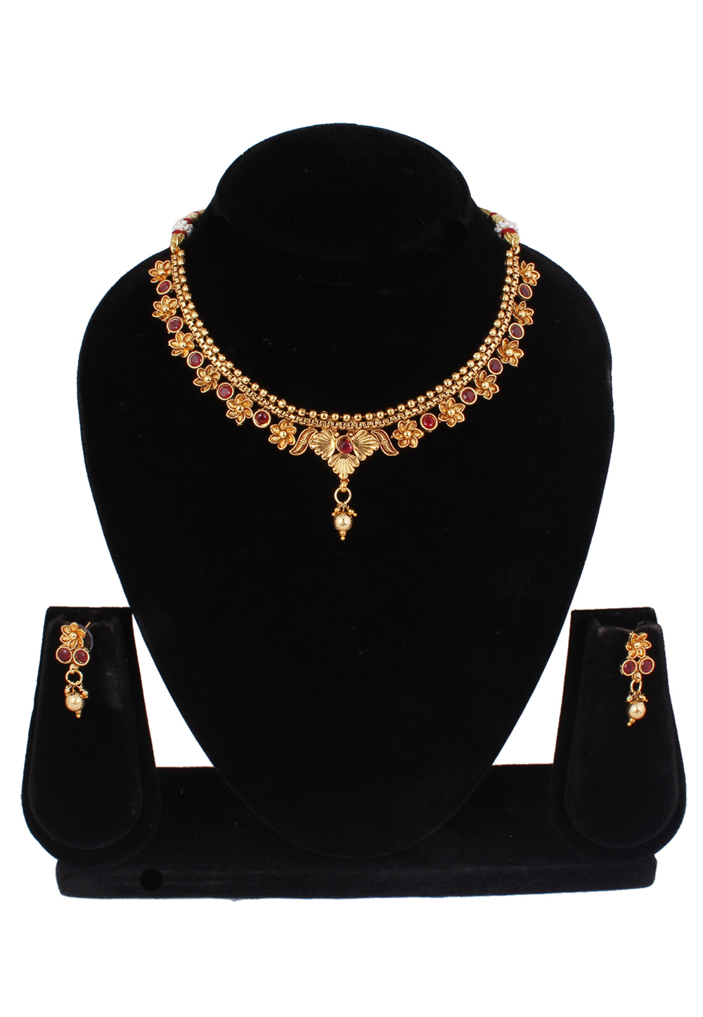 Golden Copper Necklace Set Earrings 257310