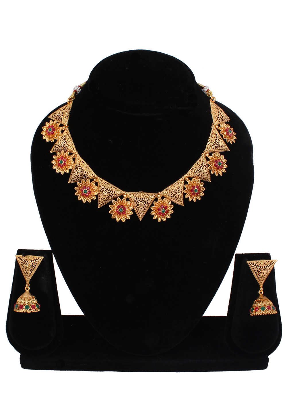 Golden Copper Necklace Set Earrings 257311