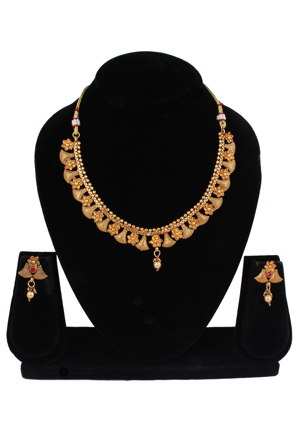 Golden Copper Necklace Set Earrings 257315