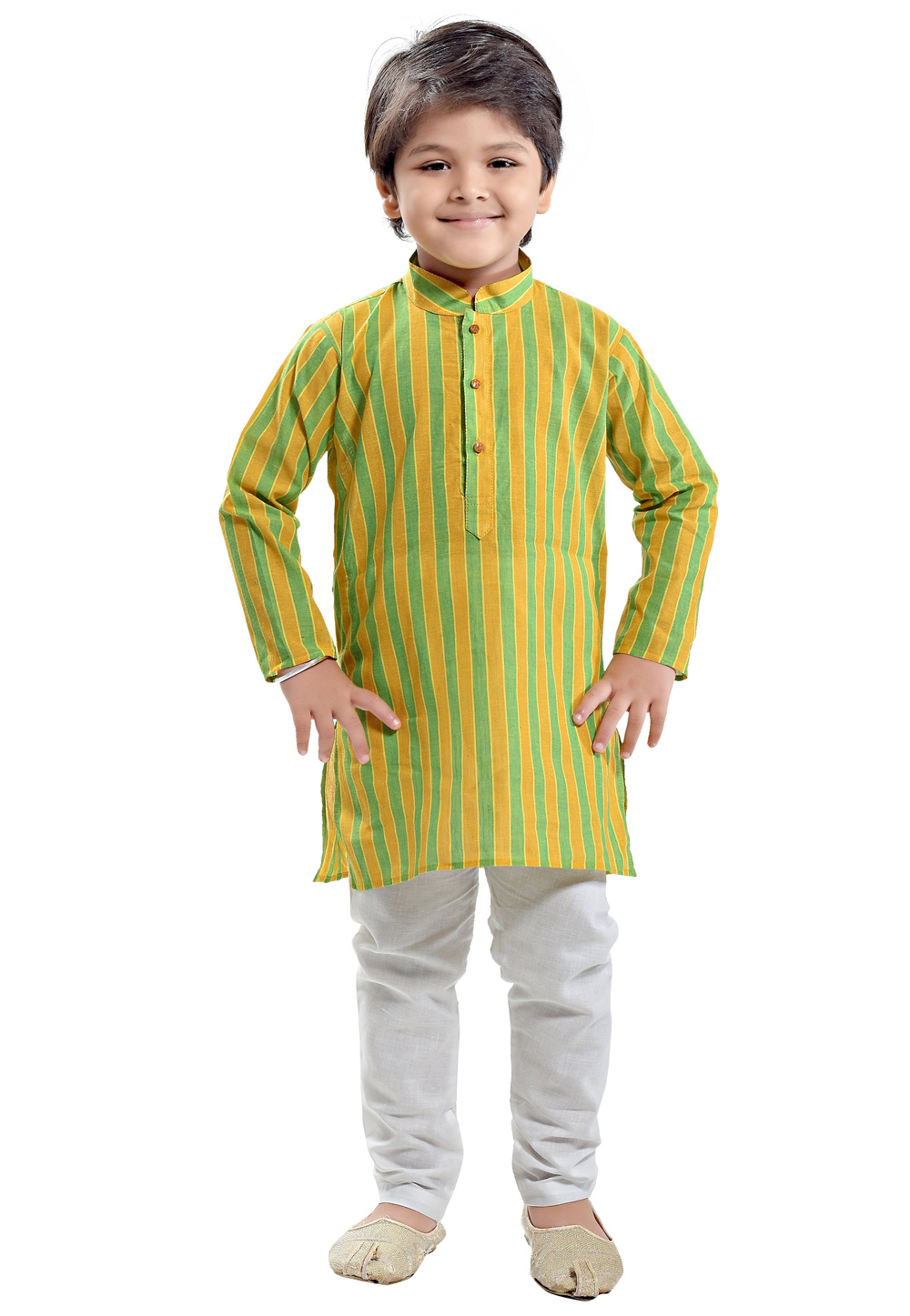 Yellow Cotton Readymade Kids Kurta Pajama 251434