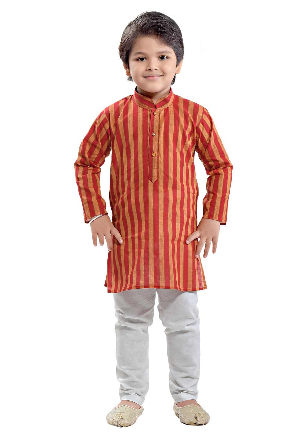 Red Cotton Readymade Kids Kurta Pajama 251435