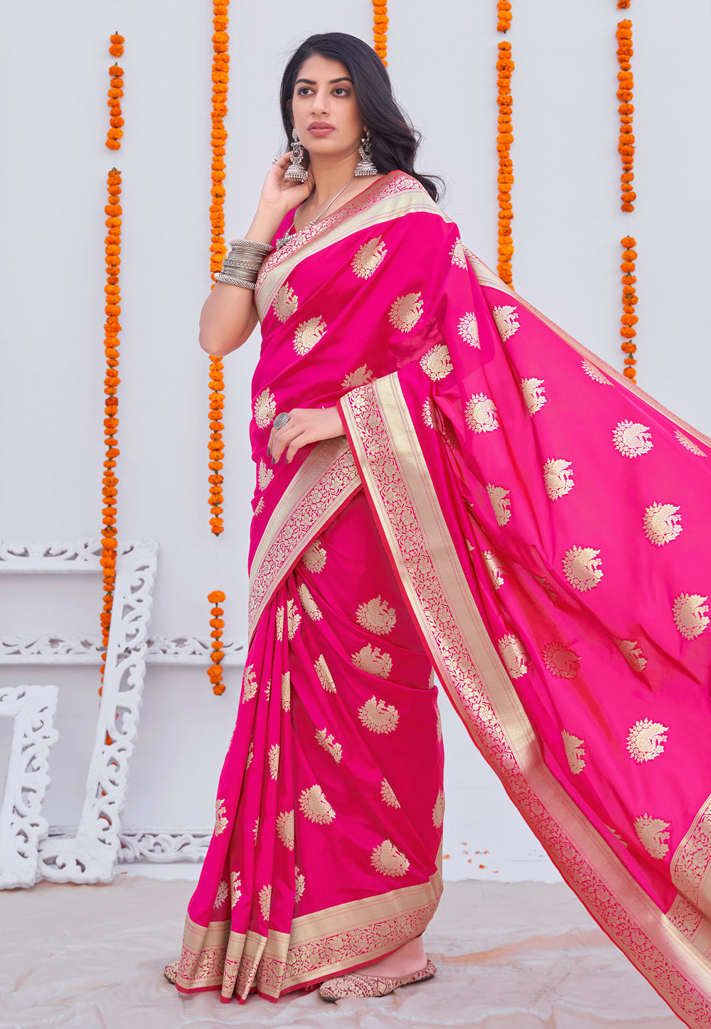 Magenta Banarasi Silk Festival Wear Saree 243173