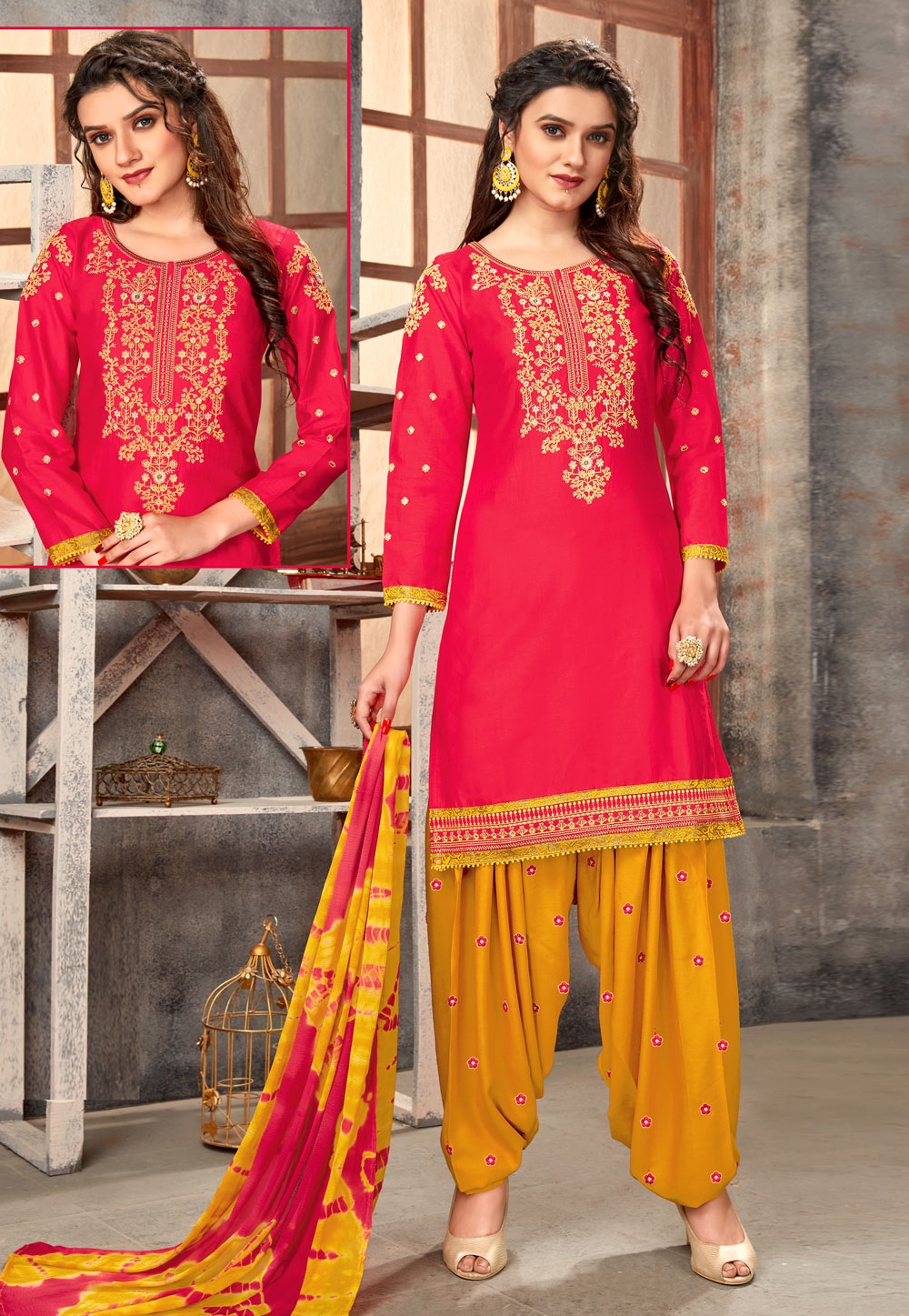 Pink Cotton Punjabi Suit 217264