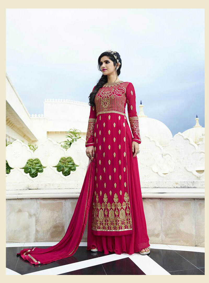 Magenta Georgette Palazzo Style Suit 77269