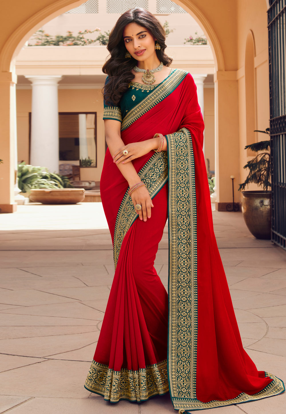 Red Silk Saree With Blouse 247260
