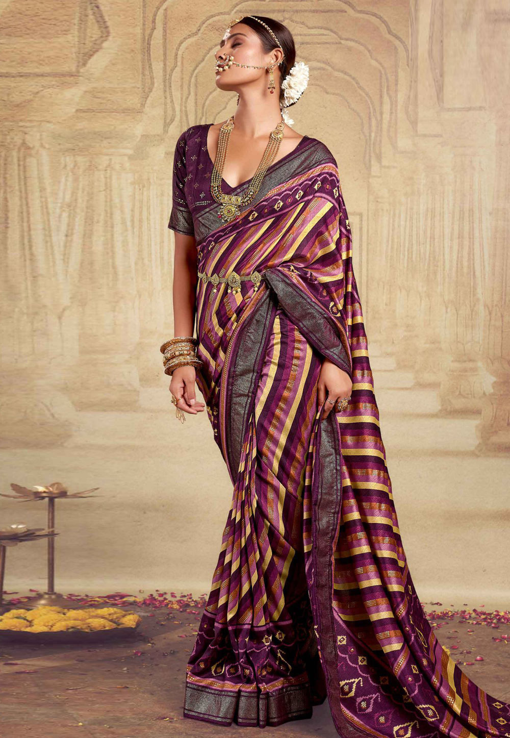 Purple Tussar Silk Saree With Blouse 274863