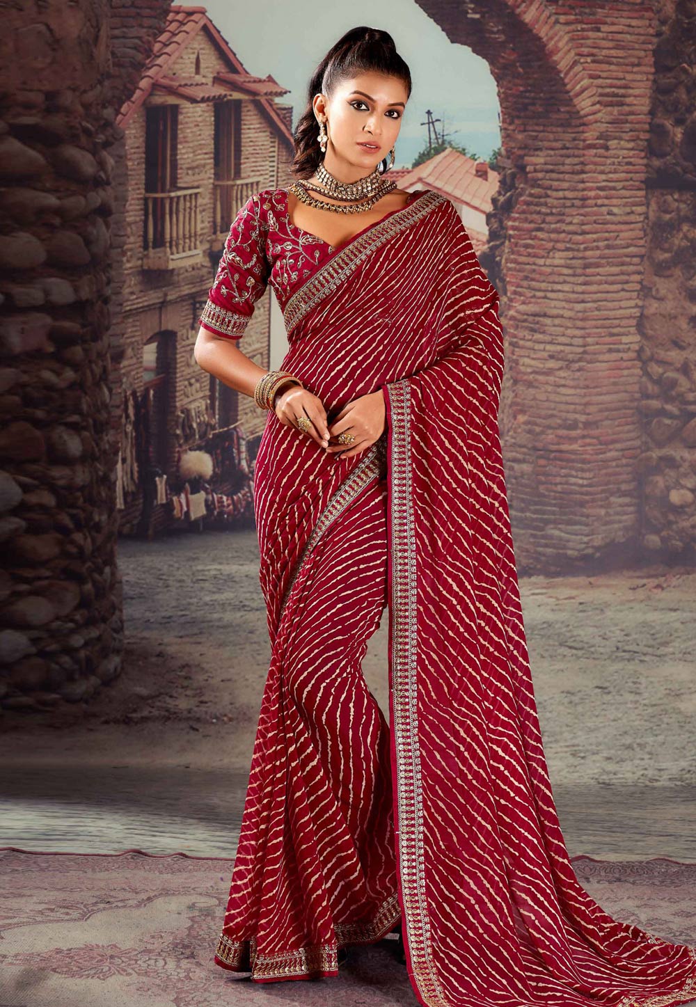 Maroon Georgette Saree With Blouse 276237