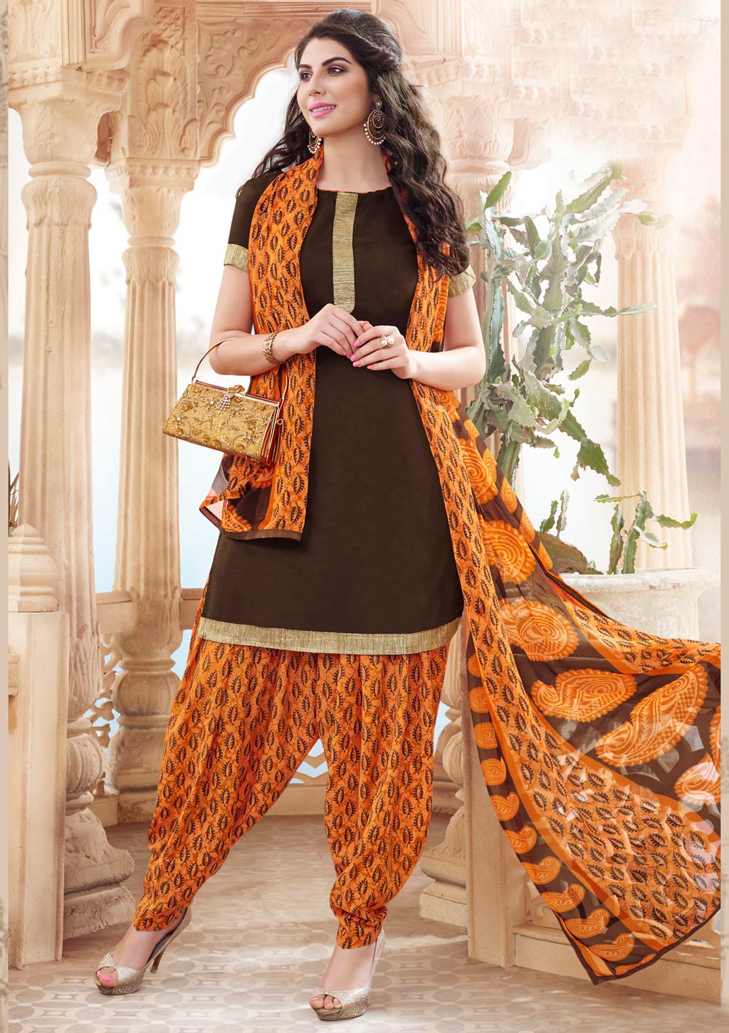 Brown Cotton Punjabi Suit 59881