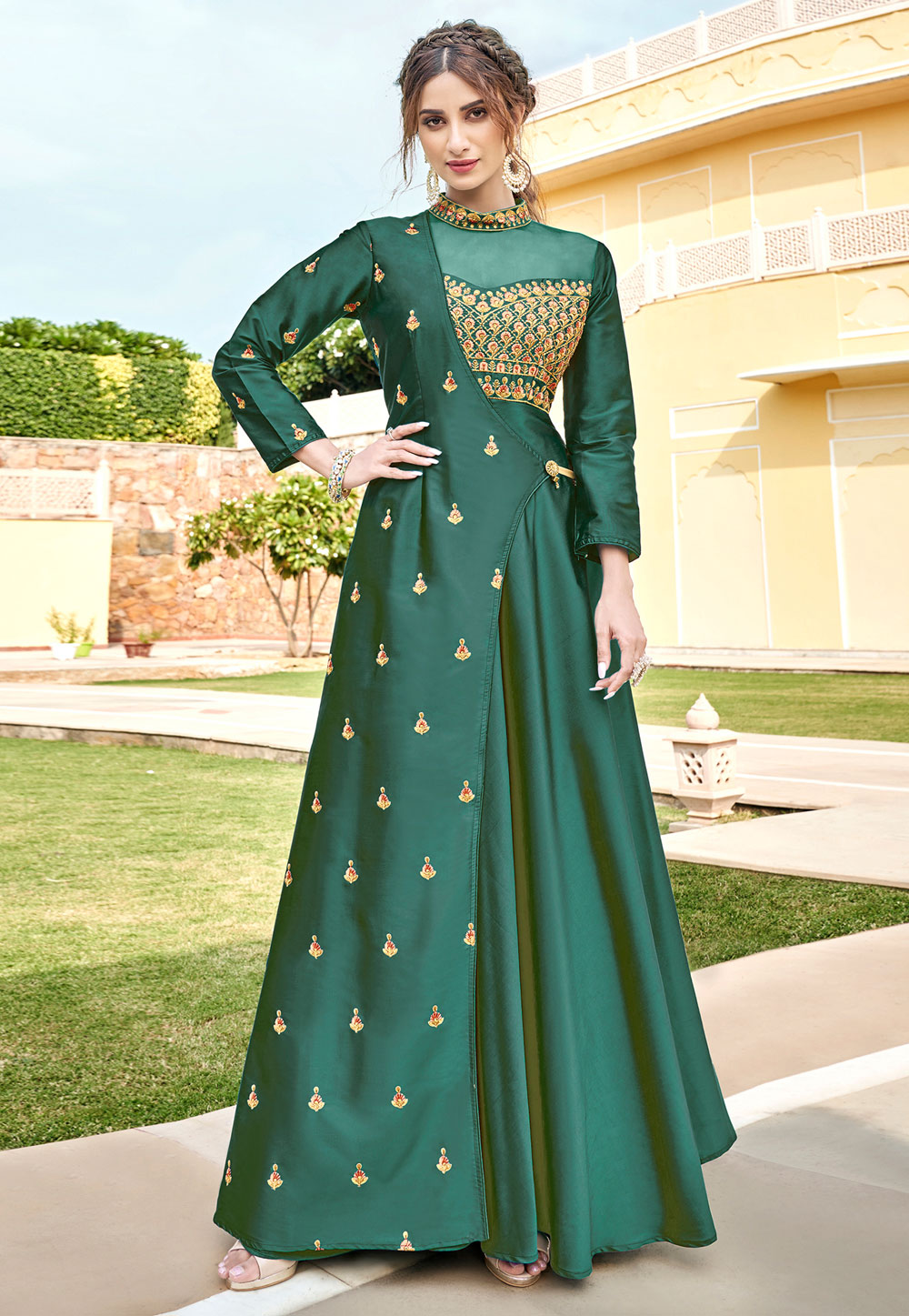 Green Taffeta Designer Gown 218840