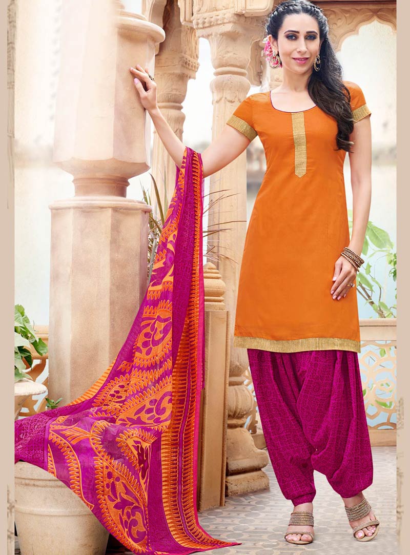 Karisma Kapoor Orange Cotton Punjabi Suit 59882