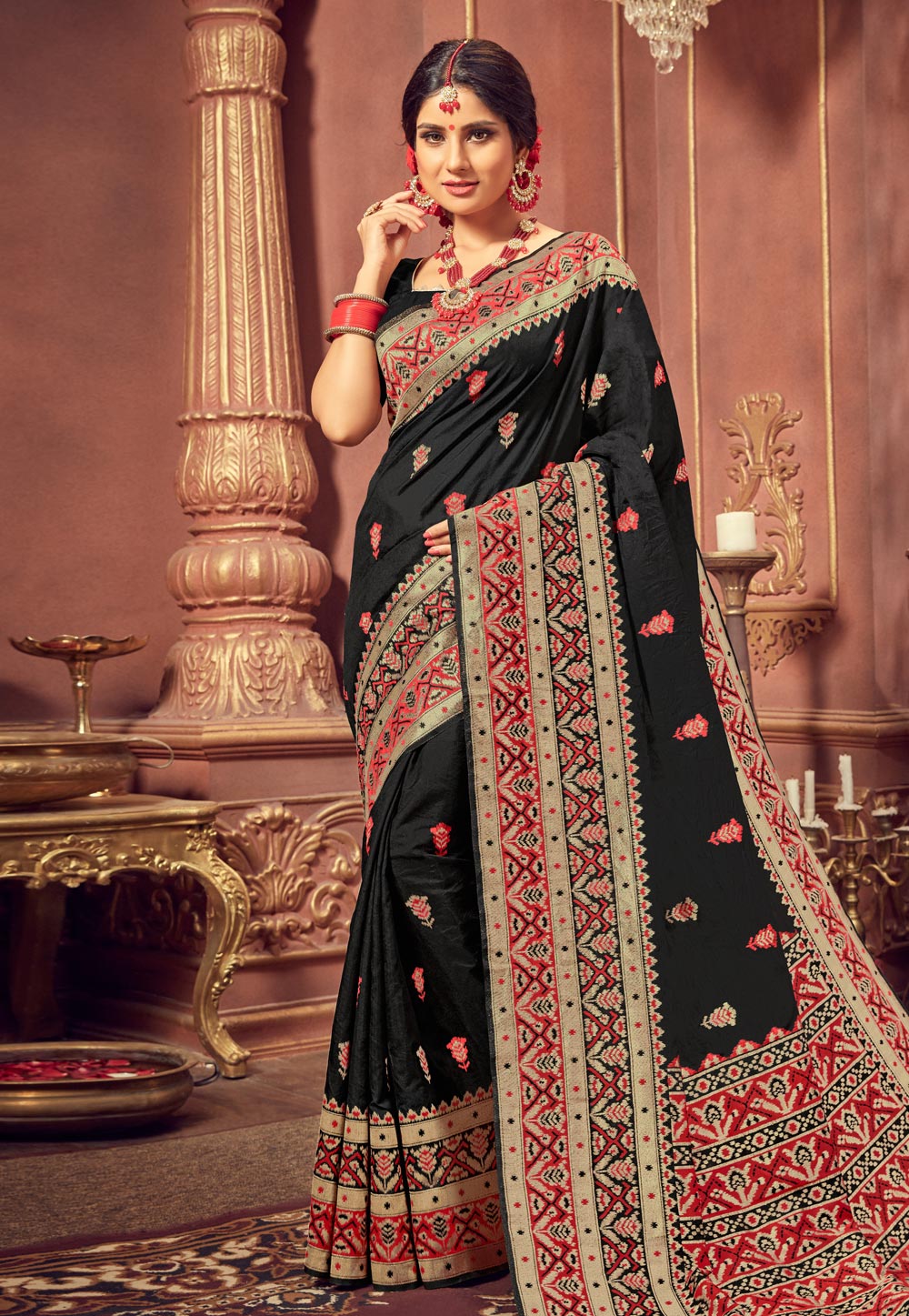 Black Silk Saree With Blouse 210735