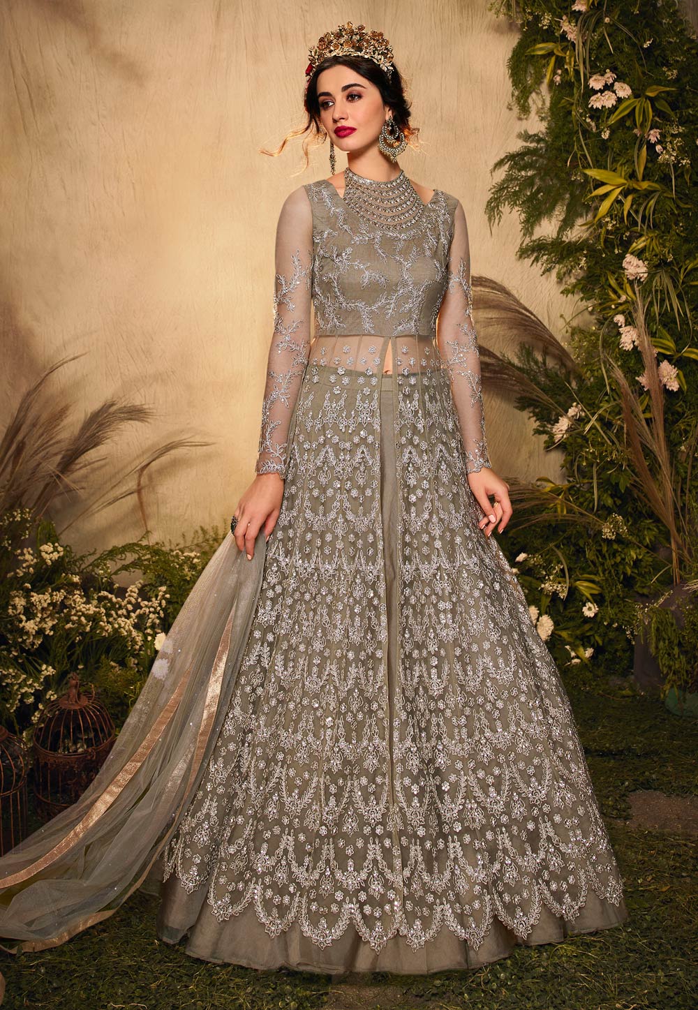 Georgette Embroidery indo western dresses for engagement party at best  price in Surat