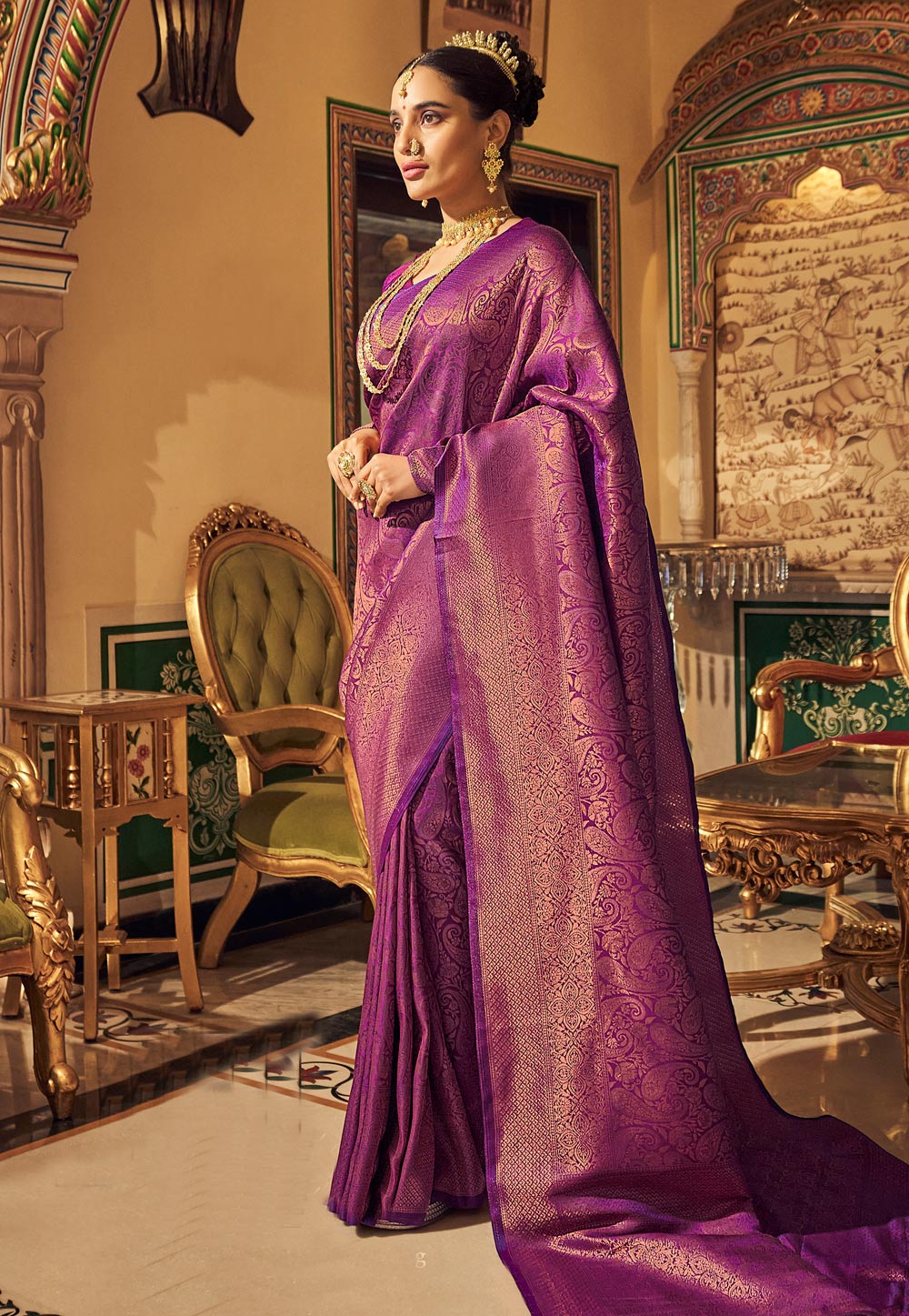 Violet Silk Saree With Blouse 243534