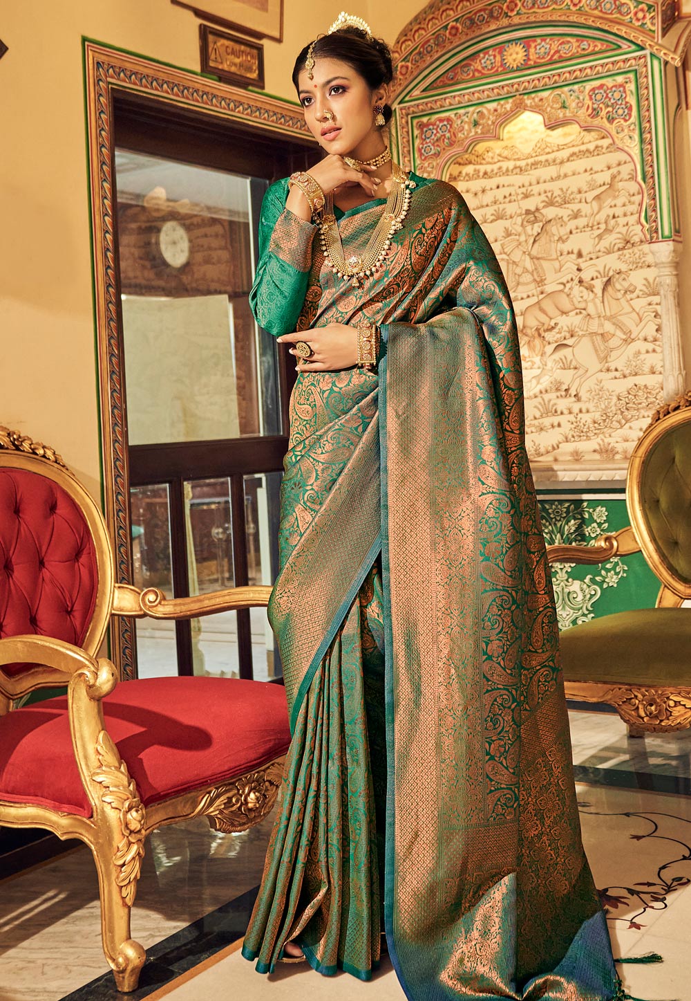 Green Silk Festival Wear Saree 243535