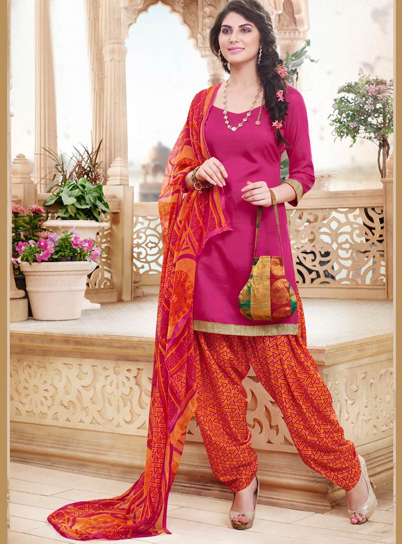 Magenta Cotton Punjabi Suit 59872