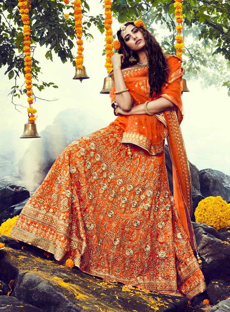Orange Bhagalpuri Wedding Lehenga Choli 81281
