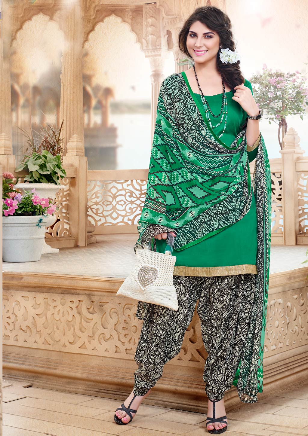 Green Cotton Punjabi Suit 59874
