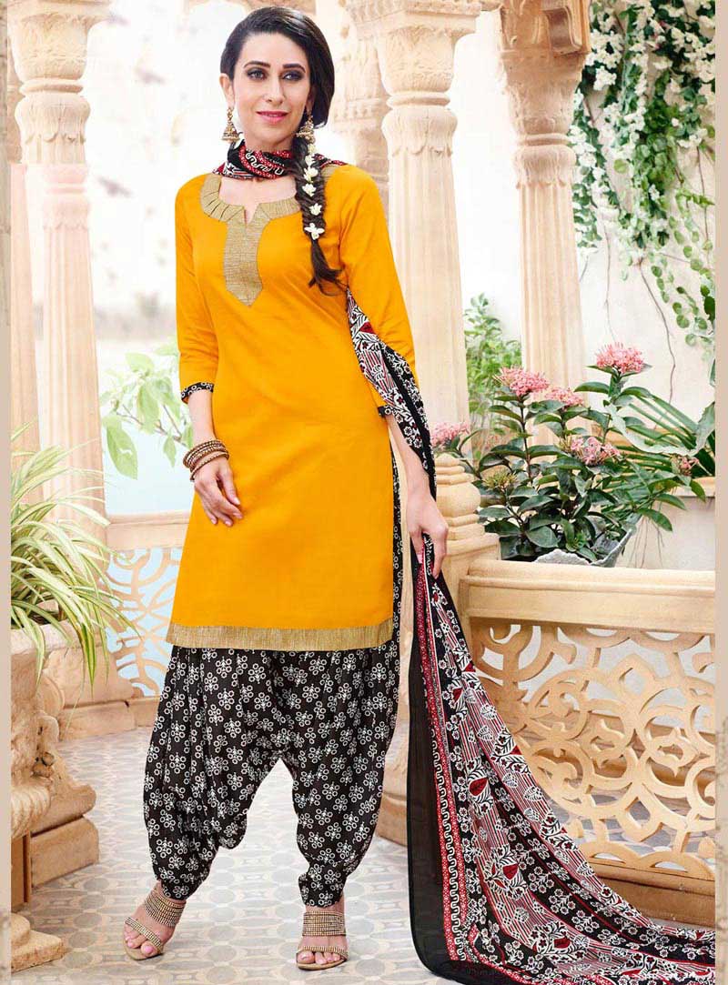 Karisma Kapoor Yellow Cotton Punjabi Suit 59883