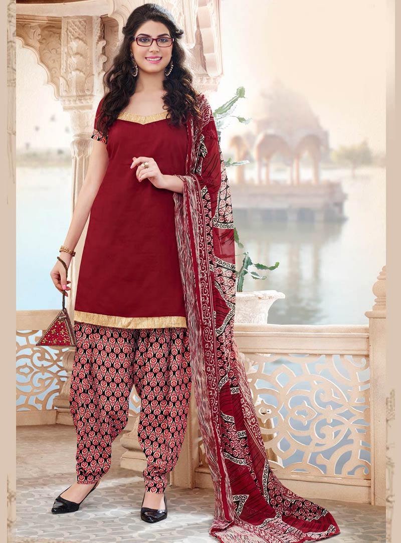 Maroon Cotton Punjabi Suit 59884
