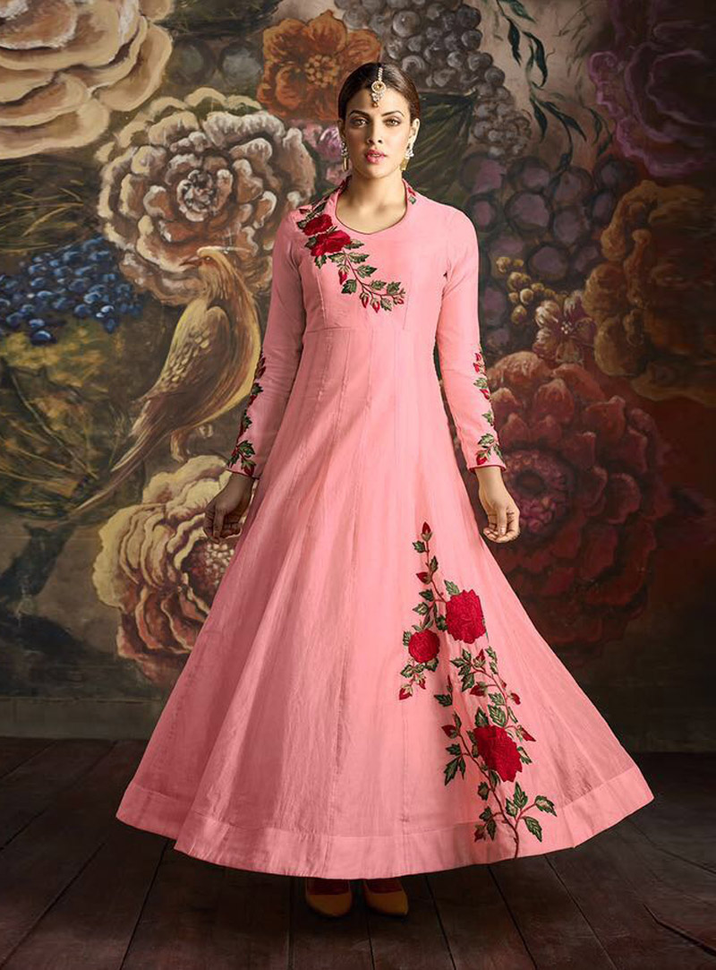 Pink Silk Ankle Length Anarkali Suit 87277