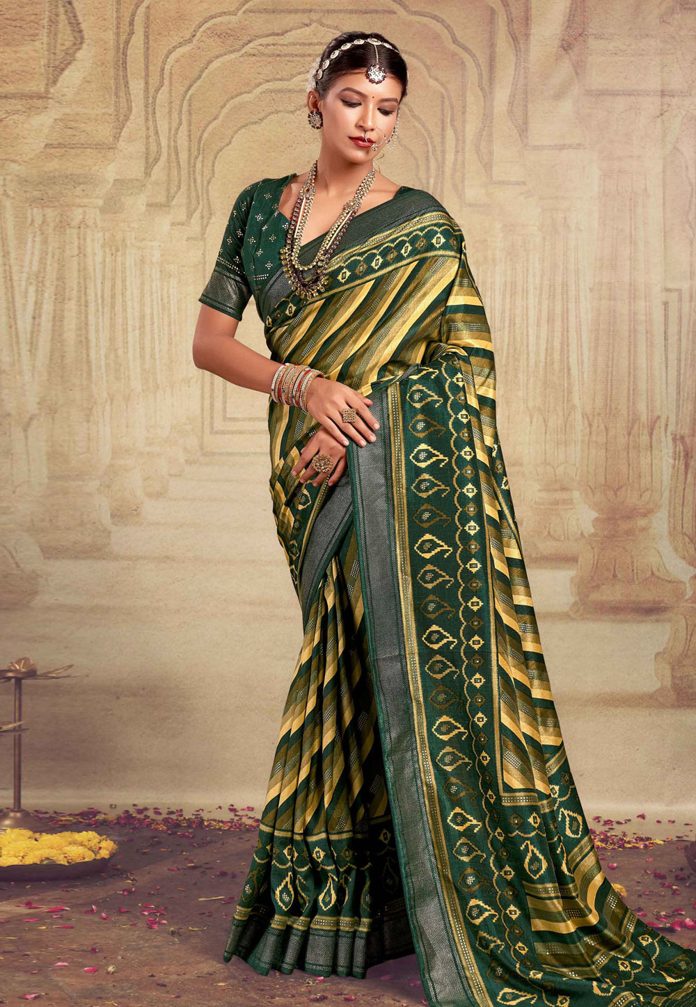 Green Tussar Silk Saree With Blouse 274864